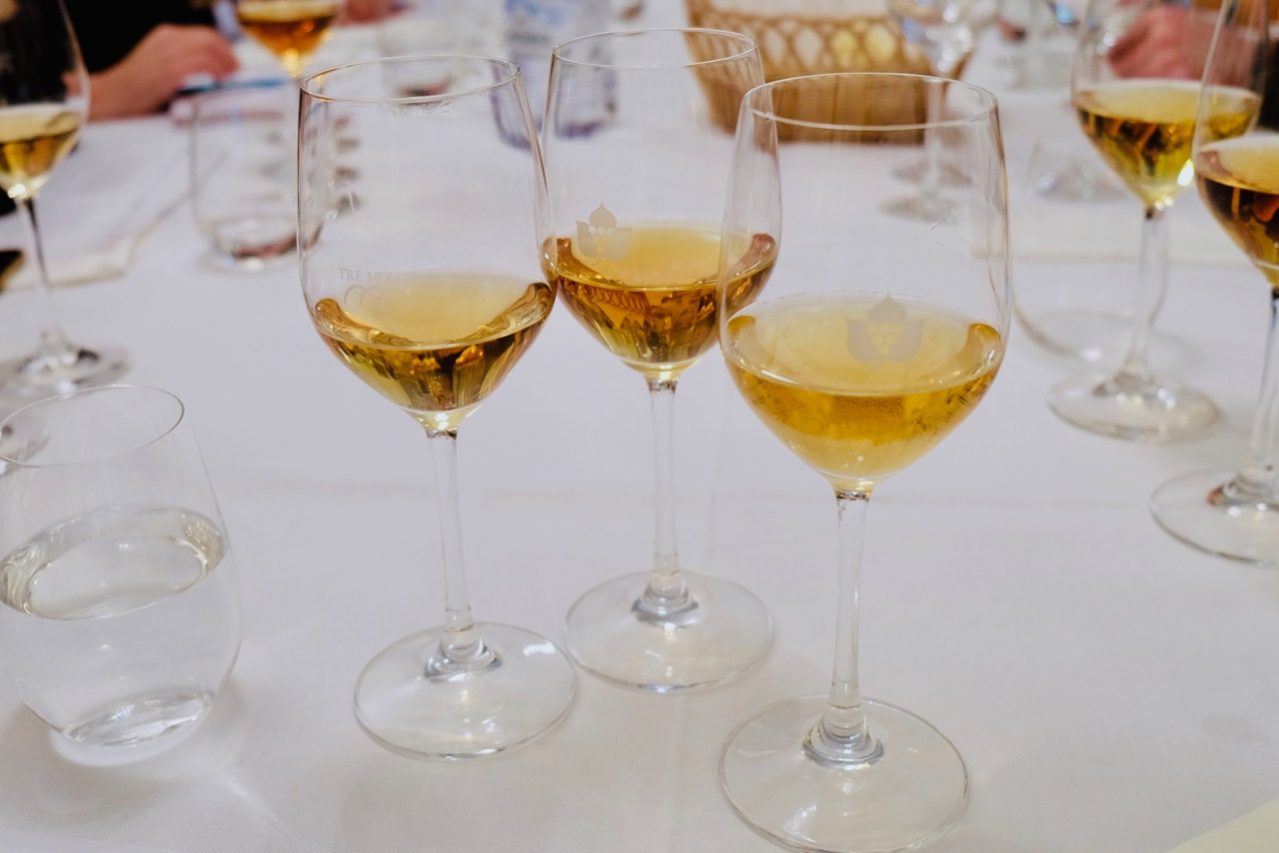 Three vintages of Vitalba, an amber wine from Tre Monti winery