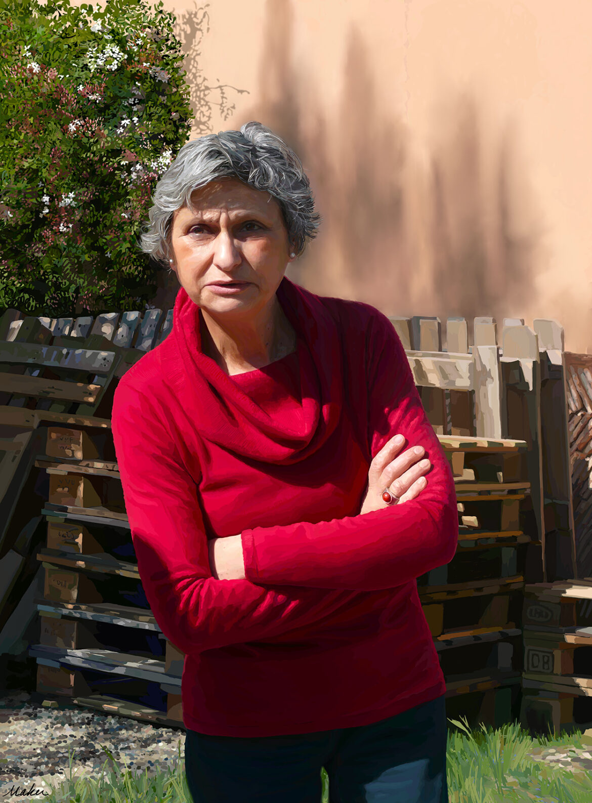 Isabelle Champart outside her winery